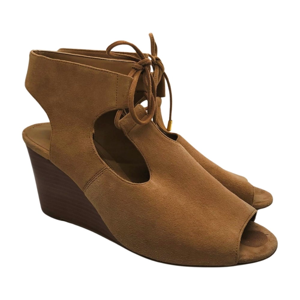 LAUREN RALPH LAUREN Alayna Sheep Leather Wedge Camel Size 9B